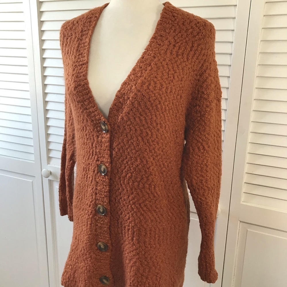Splendid Rust Button Down Fuzzy Cardigan Size Xs - image 4